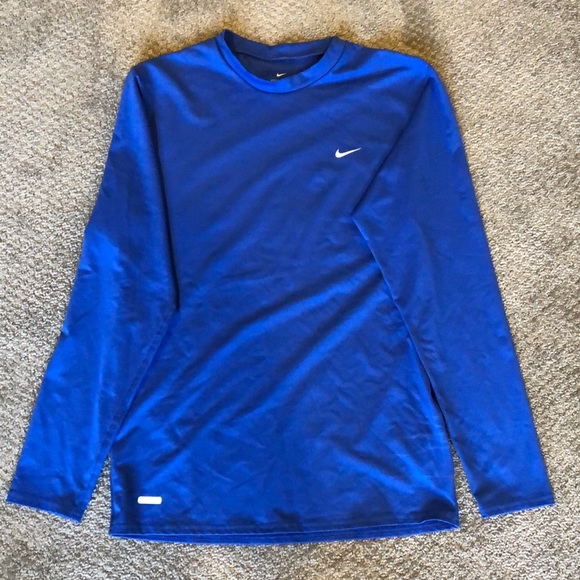 blue nike dri fit long sleeve shirt